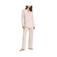 hanro cotton deluxe pyjama 1/1 arm ensemble, rosa (crystal pink 071334), l femme