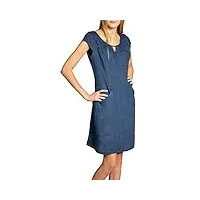 caspar skl020 robe d'été en lin pour femme longueur genoux jusqu'à la taille 52, couleur:bleu jeans, taille:xxl - fr46