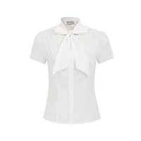 belle poque chemise femme blanche manche courte nœud papillon ddécorée s bp819-1