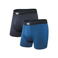 saxx men's underwear sous-vêtement homme - boxer vibe ultra doux avec support pouch tm intégré – pack de 2, bleu marine/bleu Électrique,s