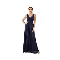 ever-pretty robe de bal soirée col en v taille empire a-line Élégante longue briller femme bleu marine 36