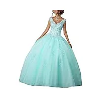 carnivalprom robe de quinceanera pour femme avec dentelle - robe de soirée longue - robe de mariée élégante, turquoise., 52