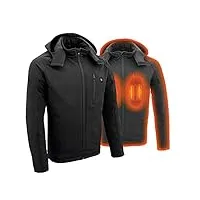 milwaukee veste à capuche en cuir chauffant soft shell pour homme – batterie incluse (noir, taille l)