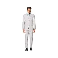 opposuits solid color party for men – groovy grey – full suit: includes pants, jacket and tie costume d39homme, 44 homme