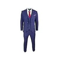 costume homme 3 pièces bleu à carreaux effet laine coupe ajustée pour mariage ou soirée
