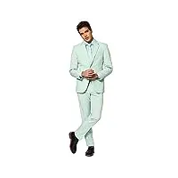 opposuits solid color party for men – magic mint – full suit: includes pants, jacket and tie costume d39homme, turquoise, 36 homme