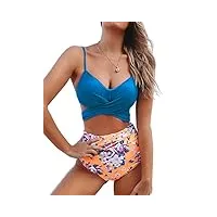 cupshe femme bikini push up taille haute imprimé floral maillots de bain 2 pièces multicolore m