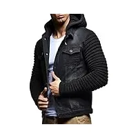 leif nelson-ln5240 - veste en tricot - blouson de sweat - veste en jean - pour homme, noir , xxxl