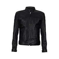 veste harrington homme ajustée en cuir véritable noir avec col en cuir véritable xl