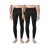 lapasa pantalon thermique homme bas caleçon long sous-vêtement chaud automne/hiver m56 m noir (2 pantalons)