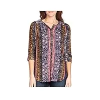nine west lucy top with 3/4 length roll tab sleeves