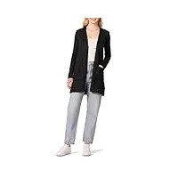 amazon essentials cardigan à manches longues ouvert sur le devant en jersey femme, noir chiné, xs