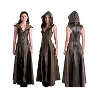 black sugar manteau femme arc fleche medieval tunique déguisement robe ensemble lacet steampunk moyen age (xxl)