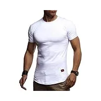 leif nelson ln-8294 t-shirt à col rond pour homme - blanc - m