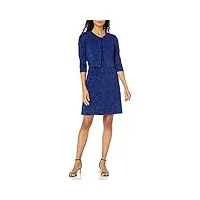 alex evenings robe courte en tricot à paillettes pour femme - bleu - 40