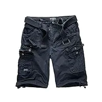 geographical norway cargo shorts pantalon court bermuda avec ceinture short hunter dans bundle avec ud bandana - marine, xxl