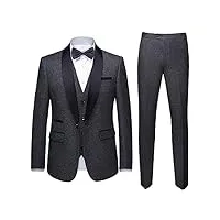 my's costume 3 pièces pour homme avec châle et revers à un bouton - coupe ajustée - veste de dîner - gilet et pantalon - ensemble cravate, gris, taille xl