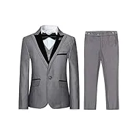 garçon costume 3 pièces classique slim fit mariage bal tuxedo veste pantalon et gilet,gris,12 ans