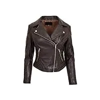 a1 fashion goods femmes designer cuir veste de motard marron doux Équipé matelassé fermeture à glissière manteau bonita (xl - eu 42)