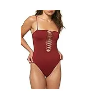 o'neill solid maillot de bain une pièce pour femme col en v plunge - rouge - taille xl