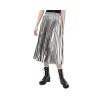 michael michael kors jupe plissée en aluminium pour femme, argenté, taille l