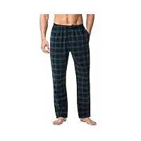 lapasa pantalon de pyjama homme 100% flanelle de coton bas de pyjama & de détente maison automne/hiver m39 vert foncé & bleu marine (flanelle) l