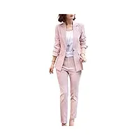 susielady combinaison de travail pour femme - pantalon de travail fin pour femme - pour bureau - rose - taille xs