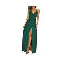 ii inin femmes casual col en v profond robe d'été dos nu imprimé floral split robe longue pour beach party(vert,l)
