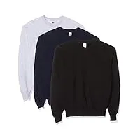 fruit of the loom classic set in sweat, 3 pack shirt, multicolore (black/heather grey/deep navy 26), large (lot de 3) homme