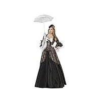 shoperama marquise estella costume baroque rococo pour femme en velours avec dentelle noir/doré taille 42