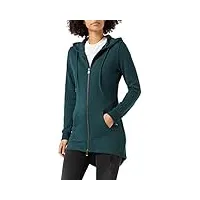 urban classics sweat à capuche zippé, long, style parka, pour femme, long zip hoodie, bottlegreen, taille l