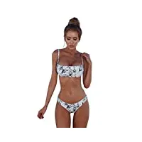 maillot de bain bikini bandeau imprimé maillot de bain maillot de bain taille basse 2 pièces - gris - medium