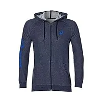 asics big fz hoodie sweatshirt à capuche, peacoat heather blue, xl pour des hommes