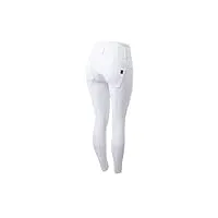horze femme, pantalon d'équitation taille haute tara, fond intégral grip silicone, blanc, 40