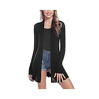 sykooria gilet femme en coton long tricoté veste casual à manches longue cardigan respirant Élégant,m,noir 2