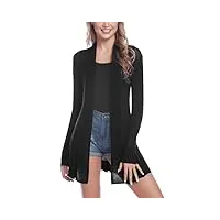 sykooria gilet femme en coton long tricoté veste casual à manches longue cardigan respirant Élégant,xl,noir 2