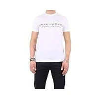 armani exchange t- shirt à manches courtes et col rond avec logo milan new york, blanc, l homme