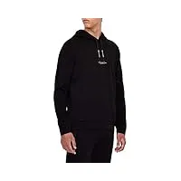 armani exchange pull-over hooded sweatshirt with front back logo sweat à capuche, noir, medium homme