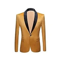 pyjtrl veste de costume en velours pour homme coupe ajustée (xl, jaune)