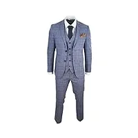 costume bleu 3 pièces homme style vintage gatsby années 20 carreaux bleu marine coupe ajustée