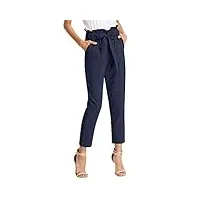 grace karin femme pantalon avec poches ceinture élastique taille haute pants casual carotte cigarette crayon bow knot bleu marine xl claf1011-8 …
