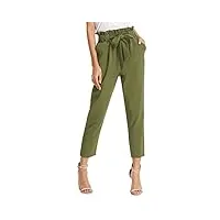 grace karin pantalon femme avec bow-knot chic trouser loose élastique confortable crayon taille haute olive xl claf1011-3 …