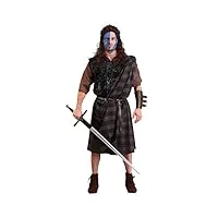 men's braveheart william wallace fancy dress costume with tunic, kilt, sash, chest armour, belt and gauntlet x-large