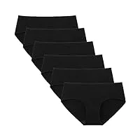 innersy shorty femme coton respirant culottes noires sous vetement sexy confortable lot de 6 (x-small, noir)