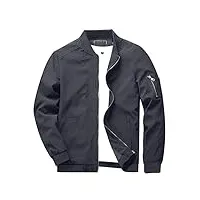 kefitevd hommes casual bomber veste de baseball d'été mince vestes manteaux militaires avec multi pochettes,gris foncé,s/étiquette taille m