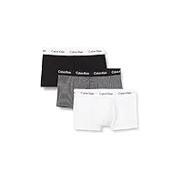 calvin klein boxer homme lot de 3 caleçon taille basse coton stretch, multicolore (white/b&w stripe/black), l