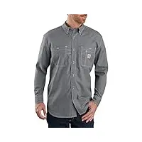 carhartt t-shirt coupe chemise en jean à manches longues avec coupe ample pour homme, gris, s