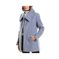 kenneth cole manteau asymétrique en laine à boucle, pour femme - bleu - taille l