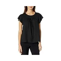 anne klein women's pleat front short sleeve blouse, anne black, x-small