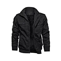 kefitevd vestes polaires militaires pour hommes veste de travail chaude hiver multi poches manteau de chasse doux,noir,xl